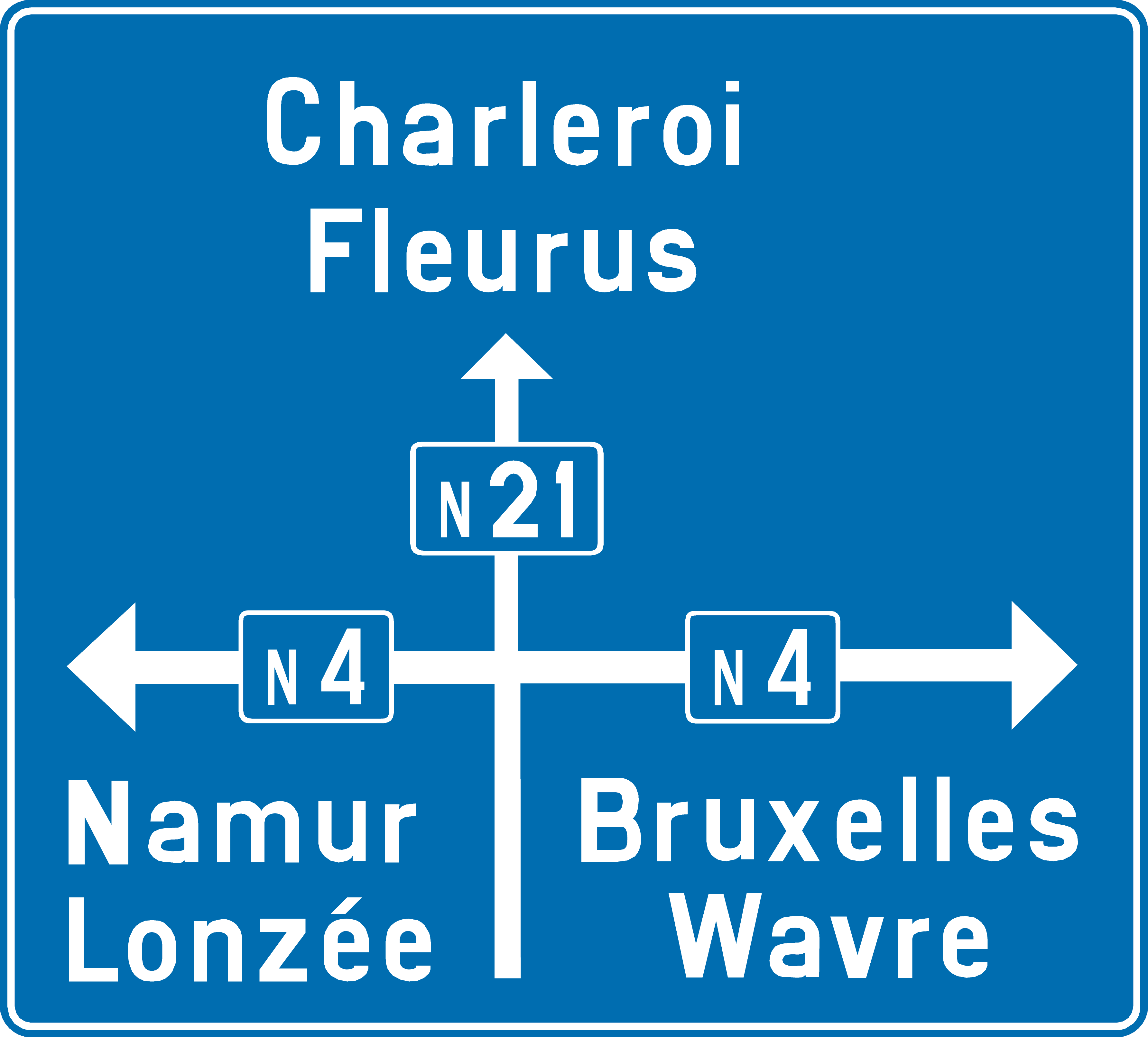 Panneau F25 indiquant la direction à un carrefour