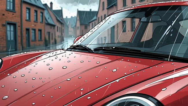 Auto met werkende ruitenwissers
