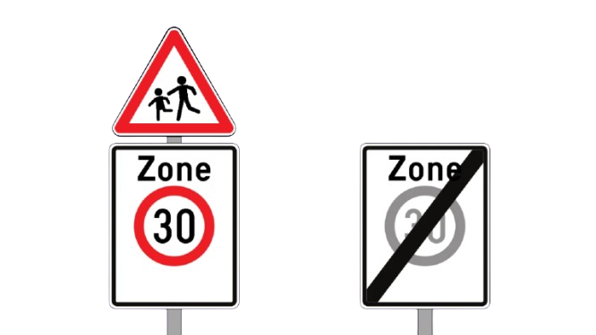 Panneaux de signalisation indiquant les abords d'une école