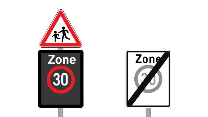 Panneau électronique indiquant une zone 30 active