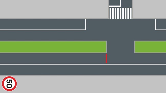 Exemple : validité d’une limitation de vitesse jusqu’à une intersection avec terre-plein central