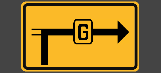 Panneau de déviation d’urgence avec la lettre G