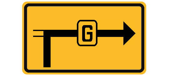 Panneau de déviation d’urgence avec la lettre G