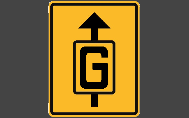 Panneau de route de déviation avec la lettre G