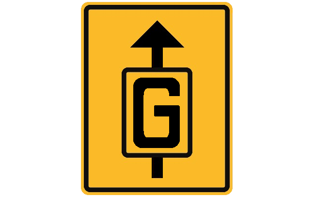 Panneau de route de déviation avec la lettre G