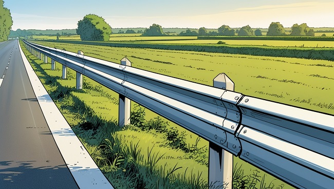 Glissière de sécurité le long de l’autoroute