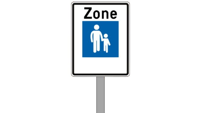 Signal R14, début d'une zone piétonne