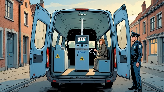 Machine d’analyse respiratoire dans un véhicule de police