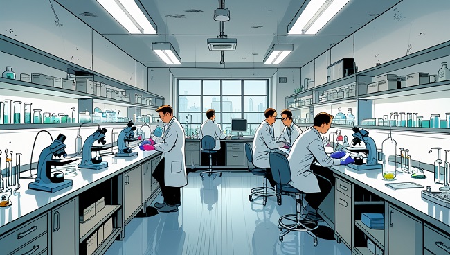 Laboratoriummedewerker analyseert bloedstaal voor alcoholgehalte