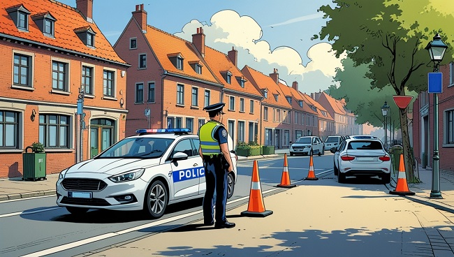 Un contrôle de police sur la voie publique.