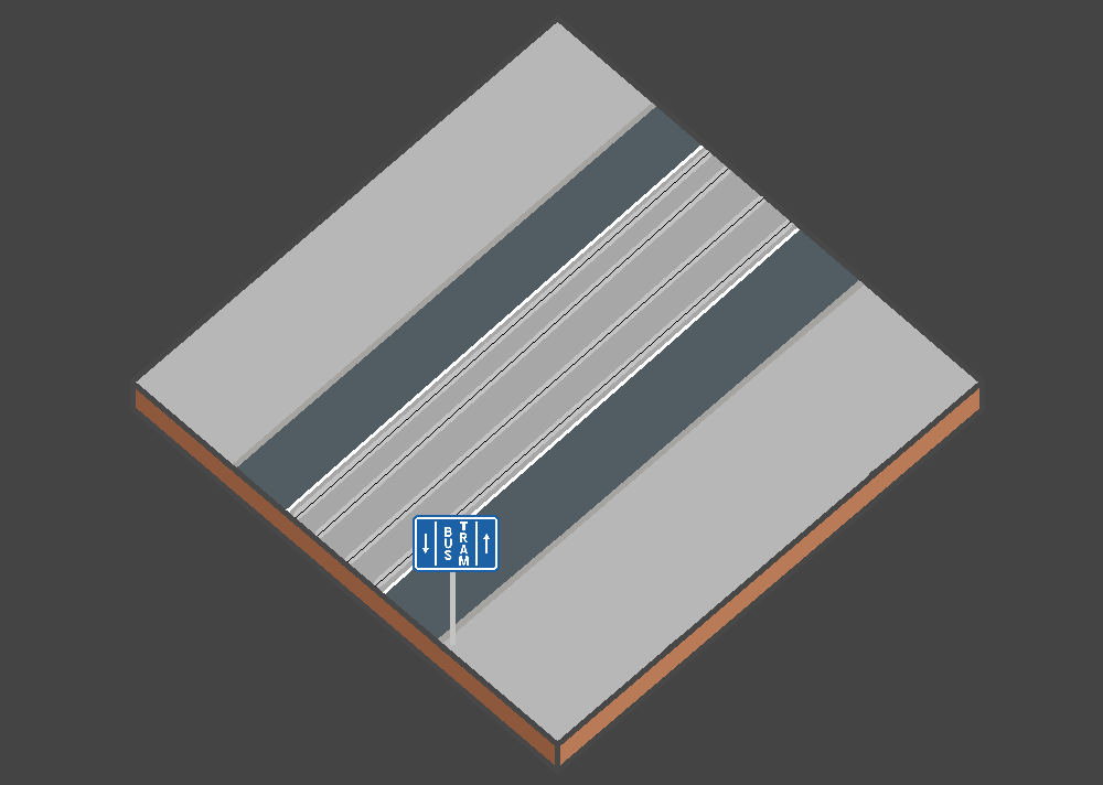 Miniatuurblok van een openbare weg met een bijzondere overrijdbare bedding