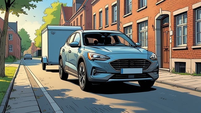 Illustration d'une voiture avec remorque