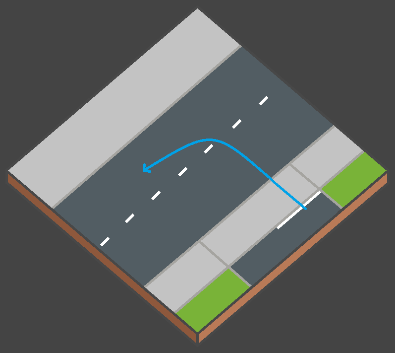 Schéma d’une voiture qui traverse la chaussée – manœuvre
