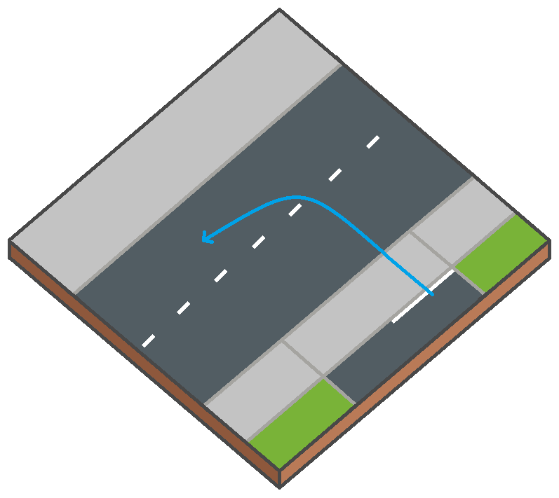 Schéma d’une voiture qui traverse la chaussée – manœuvre