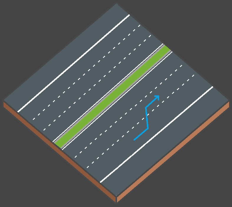 Illustration d’une voiture qui change de bande de circulation lors d’une manœuvre