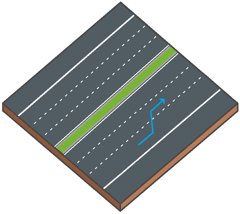 Illustration d’une voiture qui change de bande de circulation lors d’une manœuvre