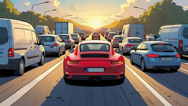 Véhicule circulant sur la bande centrale en cas de trafic dense sur une autoroute belge