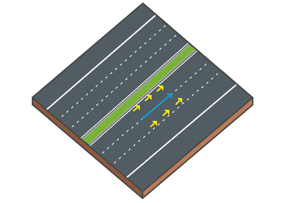 Schéma montrant la formation d’un couloir de secours en cas de file sur autoroute