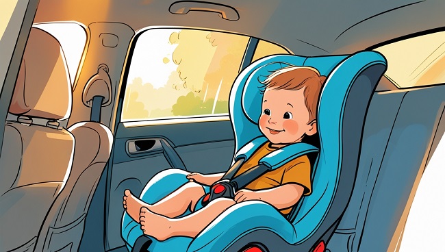 Un enfant dans un siège enfant dans une voiture