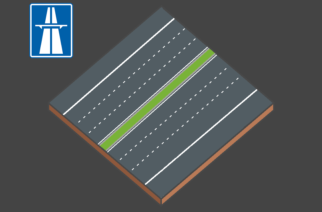Maquette d’une autoroute avec panneau début d’autoroute