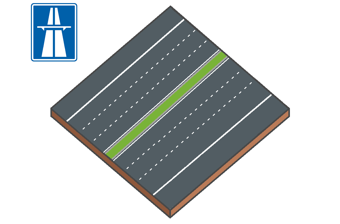 Maquette d’une autoroute avec panneau début d’autoroute