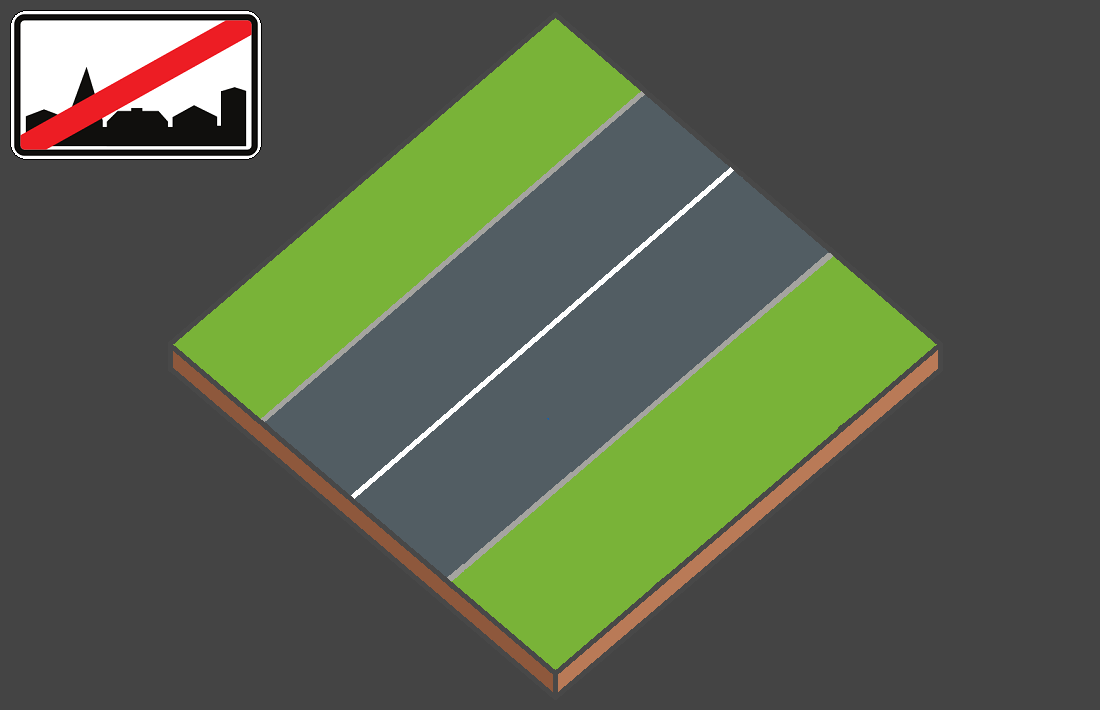 Bloc miniature représentant une route ordinaire hors agglomération