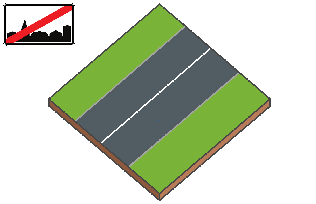 Bloc miniature représentant une route ordinaire hors agglomération