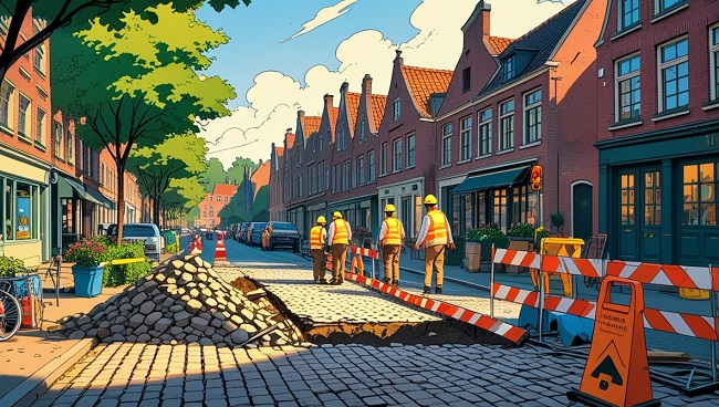 Illustration de travaux routiers en Belgique