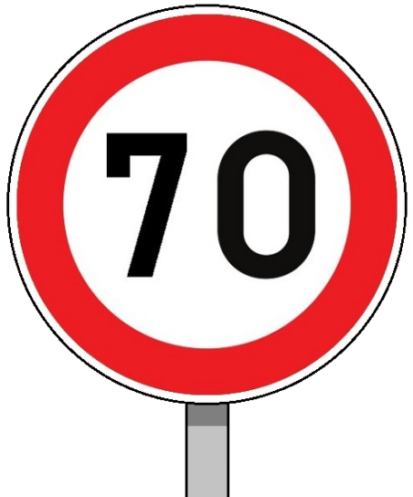 Panneau de signalisation C43 : vitesse maximale 70 km/h