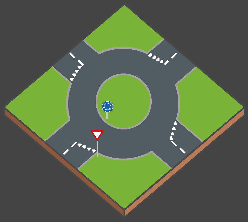 Bloc miniature d’un rond-point jusqu’où s’applique une limitation de vitesse