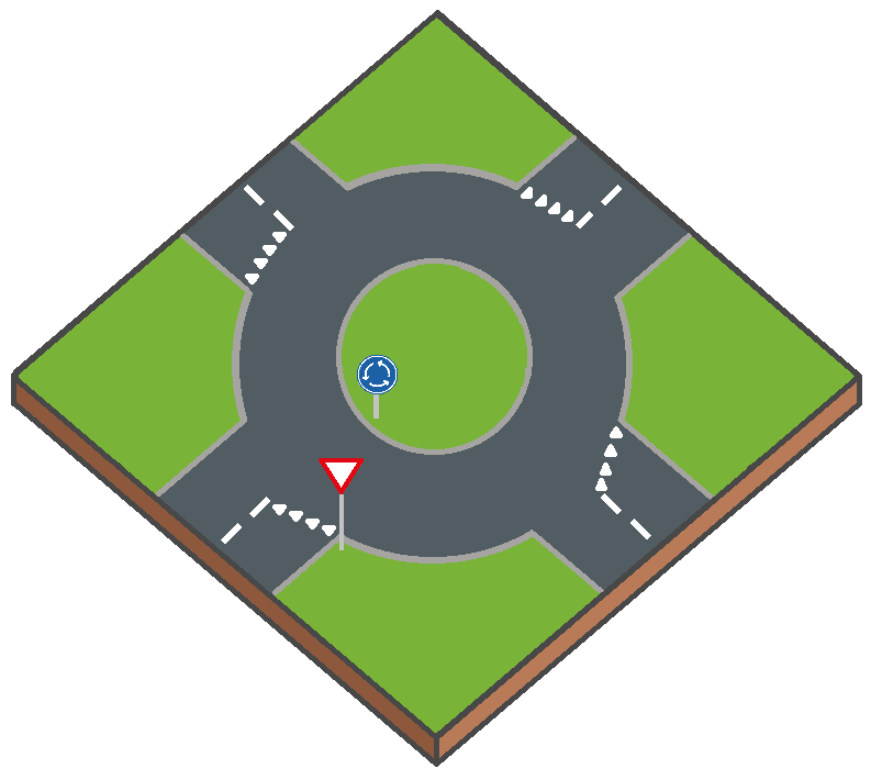 Bloc miniature d’un rond-point jusqu’où s’applique une limitation de vitesse