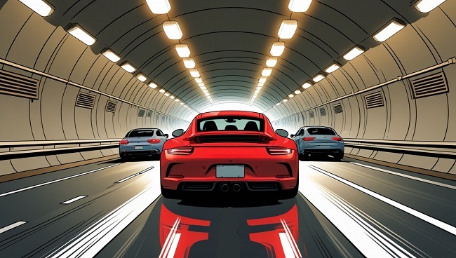 Une voiture dans un tunnel