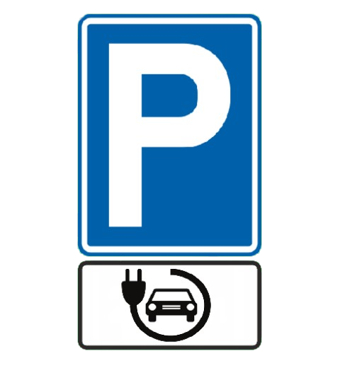 Panneau E9 : stationnement autorisé + sous-panneau pour borne de recharge électrique