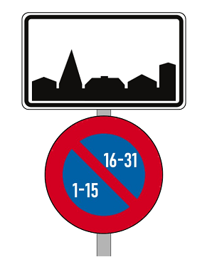 Verkeersbord E11 onder verkeersbord R25