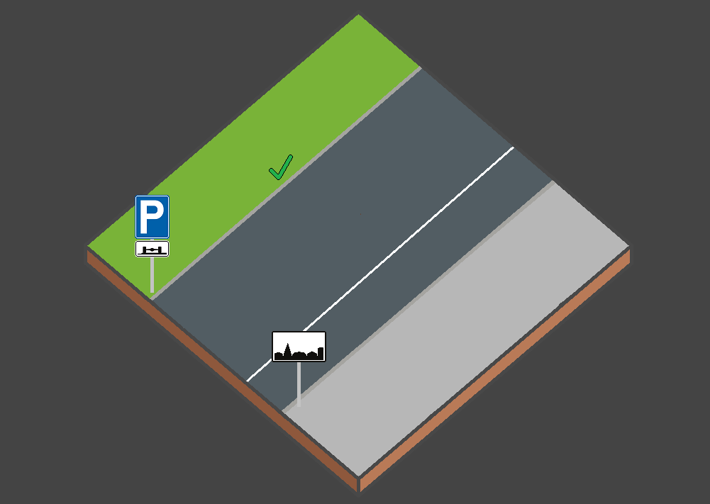 Stationnement autorisé sur un accotement surélevé en agglomération avec panneau E9