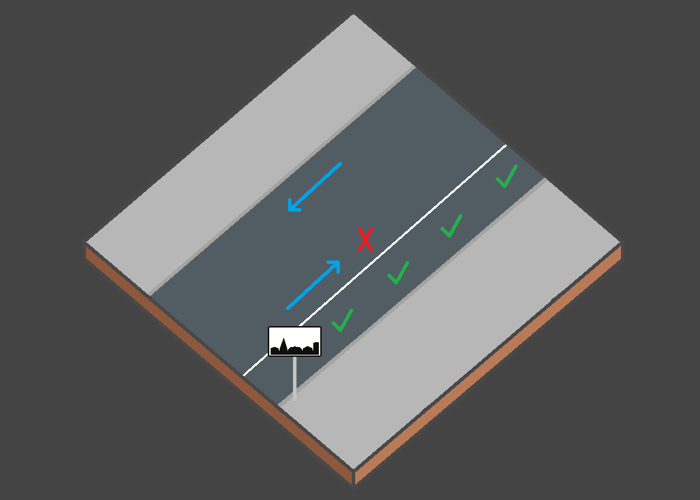 Stationnement en double file interdit : véhicules stationnés dans une file simple