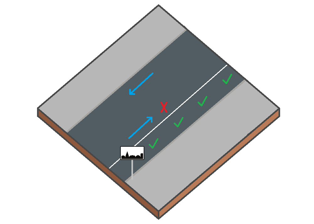 Stationnement en double file interdit : véhicules stationnés dans une file simple