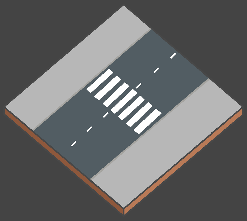 Blokmodel van een straat met een oversteekplaats