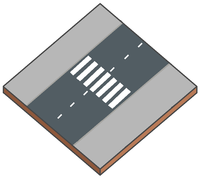 Blokmodel van een straat met een oversteekplaats