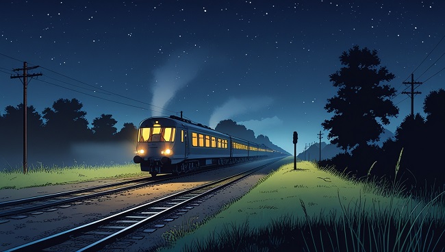 Train circulant la nuit