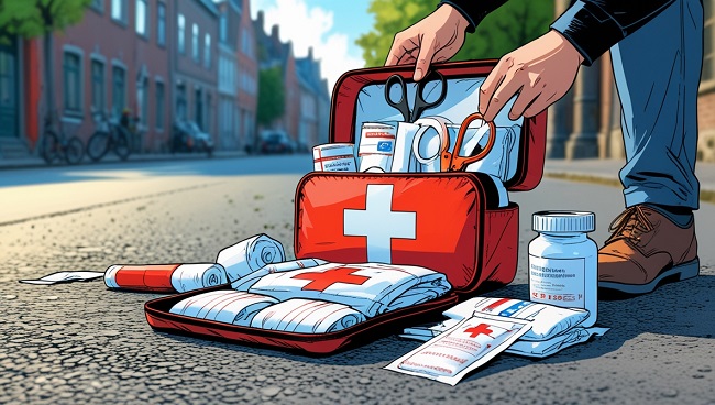 Tu utilises une trousse de premiers soins