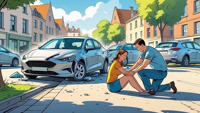Tu es à côté d’une femme blessée après un accident