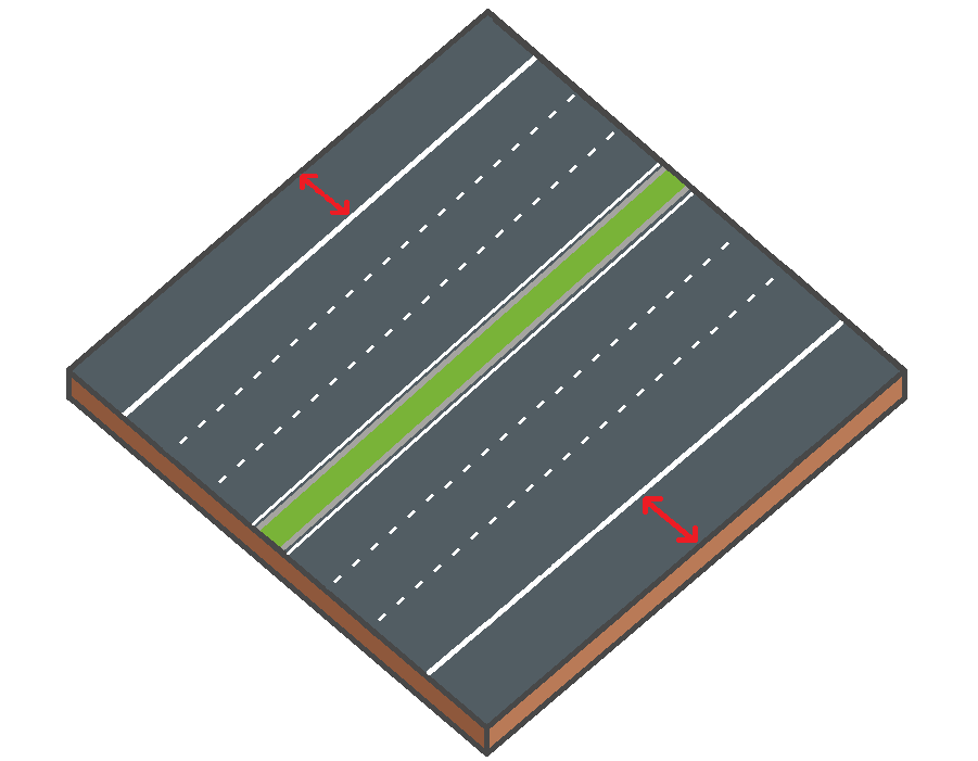 Blokmodel van pechstrook langs de autosnelweg