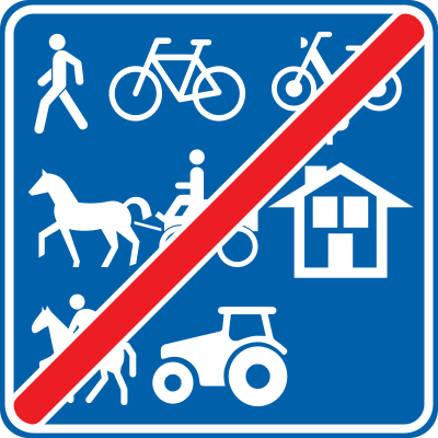 Verkeersbord F11: einde voorbehouden weg