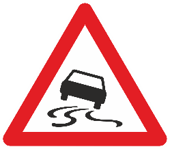 Panneau A15 : chaussée glissante
