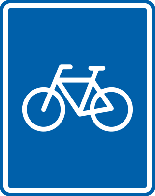 Panneau R12 : début d’une piste cyclable non obligatoire