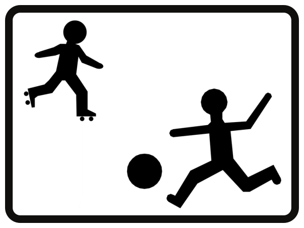 Panneau additionnel M63 : rue réservée au jeu