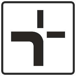 Panneau additionnel M59 : tracé de la route avec priorité au prochain carrefour