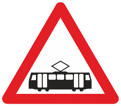 Panneau A49 : rails de tram ou train dans la chaussée