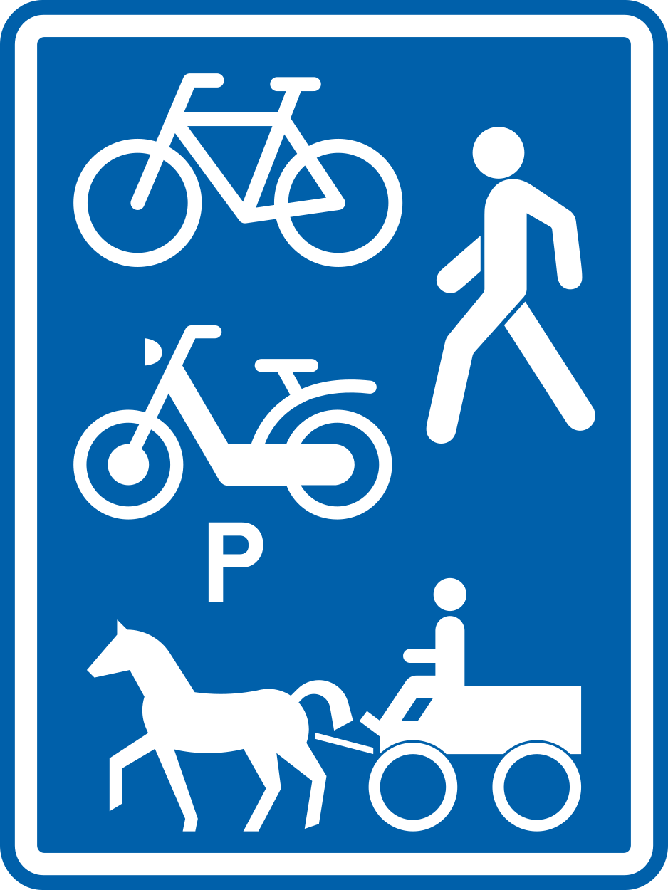 Panneau F9 : début du chemin réservé